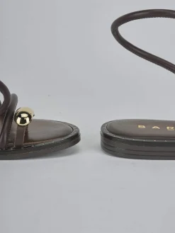 New Sandali tacco 1cm pelle testa Donna Sandali Tacco Basso