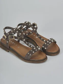 New Sandali tacco 1cm pelle testa Donna Sandali Tacco Basso