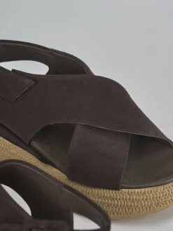 New Sandali zeppa tacco 5cm camoscio testa Donna Sandali Zeppa