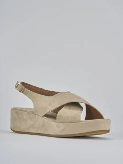 Outlet Sandali zeppa tacco 4cm camoscio Donna Sandali Zeppa