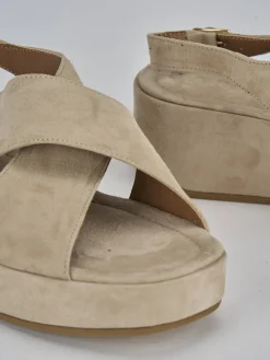 Outlet Sandali zeppa tacco 4cm camoscio Donna Sandali Zeppa