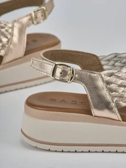 Clearance Sandali zeppa tacco 2cm pelle Donna Sandali Zeppa