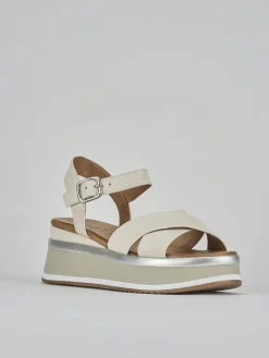 Outlet Sandali zeppa tacco 5cm pelle Donna Sandali Zeppa