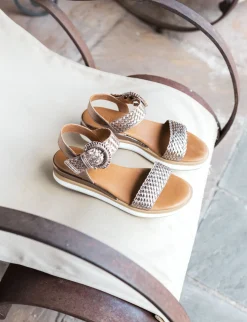 Clearance Sandali zeppa tacco 3cm pelle Donna Sandali Zeppa