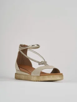 Discount Sandali zeppa tacco 3cm pelle Donna Sandali Zeppa