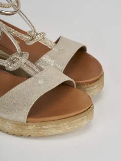 Discount Sandali zeppa tacco 3cm pelle Donna Sandali Zeppa