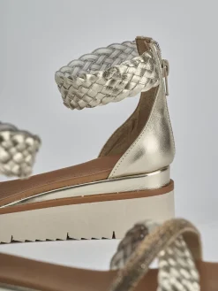 Clearance Sandali zeppa tacco 2cm pelle Donna Sandali Zeppa