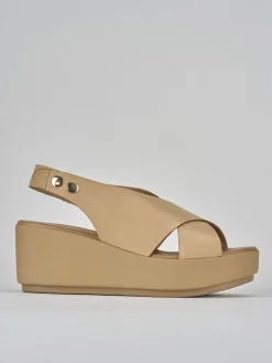 Outlet Sandali zeppa tacco 7cm pelle Donna Sandali Zeppa