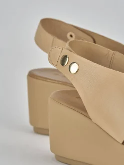 Outlet Sandali zeppa tacco 7cm pelle Donna Sandali Zeppa