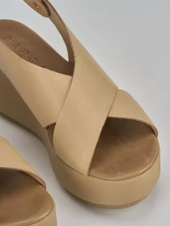 Outlet Sandali zeppa tacco 7cm pelle Donna Sandali Zeppa