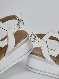 Outlet Sandali zeppa tacco 3cm pelle Donna Sandali Zeppa