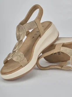 Clearance Sandali zeppa tacco 4cm pelle Donna Sandali Zeppa