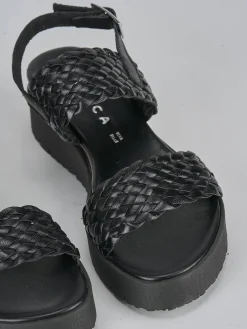 Clearance Sandali zeppa tacco 3cm pelle Donna Sandali Zeppa