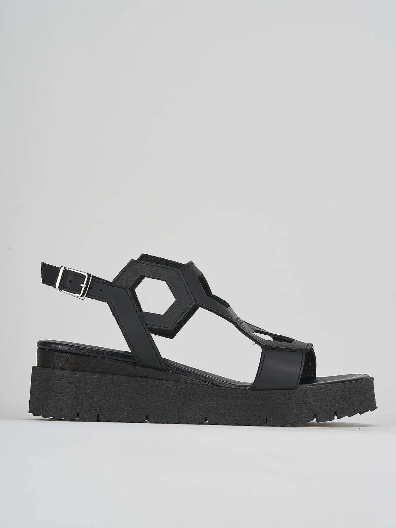 Online Sandali zeppa tacco 3cm pelle Donna Sandali Zeppa