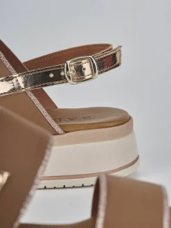 Discount Sandali zeppa tacco 3cm pelle Donna Sandali Zeppa