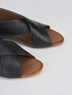 Sale Sandali zeppa tacco 3cm pelle Donna Sandali Zeppa