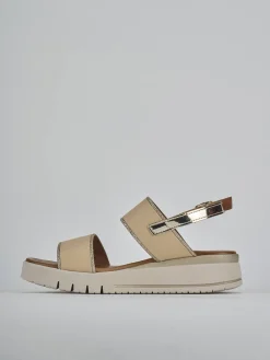 Sandali zeppa tacco 3cm pelle Donna Sandali Zeppa