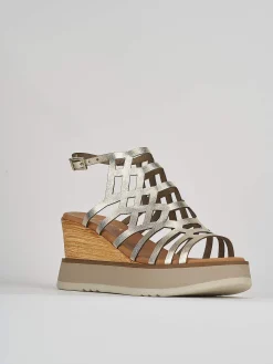 Hot Sandali zeppa tacco 7cm pelle Donna Sandali Zeppa