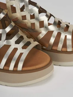 Hot Sandali zeppa tacco 7cm pelle Donna Sandali Zeppa