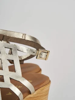 Hot Sandali zeppa tacco 7cm pelle Donna Sandali Zeppa