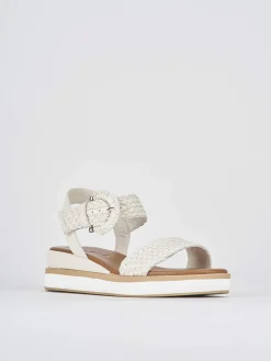 Sandali zeppa tacco 3cm pelle Donna Sandali Zeppa