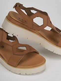 Discount Sandali zeppa tacco 3cm pelle Donna Sandali Zeppa