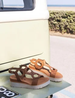 Discount Sandali zeppa tacco 3cm pelle Donna Sandali Zeppa