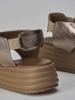 Best Sandali zeppa tacco 5cm pelle Donna Sandali Zeppa