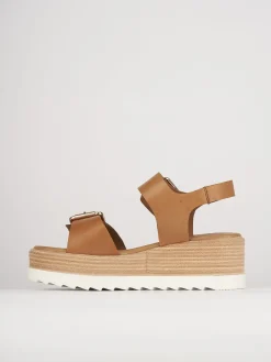 Sandali zeppa tacco 4cm pelle Donna Sandali Zeppa