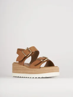 Sandali zeppa tacco 4cm pelle Donna Sandali Zeppa