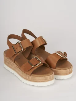 Sandali zeppa tacco 4cm pelle Donna Sandali Zeppa