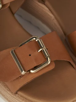 Sandali zeppa tacco 4cm pelle Donna Sandali Zeppa