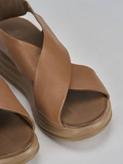 Discount Sandali zeppa tacco 5cm pelle Donna Sandali Zeppa