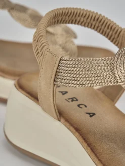 Outlet Sandali zeppa tacco 4cm pelle Donna Sandali Zeppa