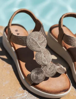 Outlet Sandali zeppa tacco 4cm pelle Donna Sandali Zeppa