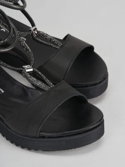 Sandali zeppa tacco 3cm pelle Donna Sandali Zeppa