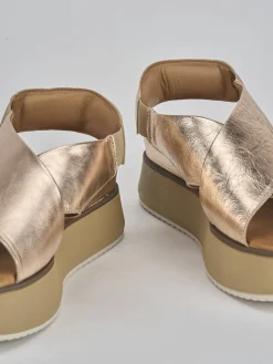 Hot Sandali zeppa tacco 4cm pelle Donna Sandali Zeppa