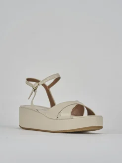 Clearance Sandali zeppa tacco 4cm pelle Donna Sandali Zeppa