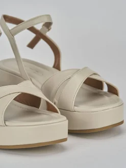 Clearance Sandali zeppa tacco 4cm pelle Donna Sandali Zeppa