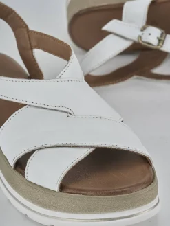 Discount Sandali zeppa tacco 5cm pelle Donna Sandali Zeppa