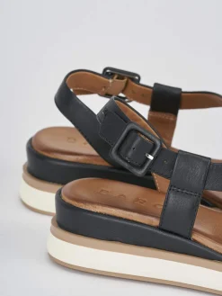 Discount Sandali zeppa tacco 4cm pelle Donna Sandali Zeppa