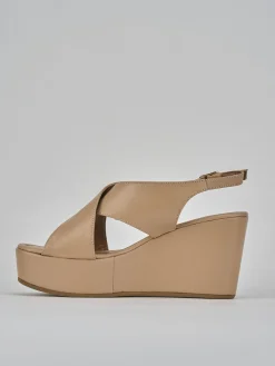 Outlet Sandali zeppa tacco 8cm pelle Donna Sandali Zeppa