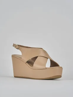 Outlet Sandali zeppa tacco 8cm pelle Donna Sandali Zeppa