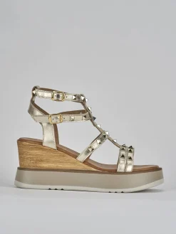 Discount Sandali zeppa tacco 8cm pelle Donna Sandali Zeppa