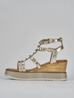 Discount Sandali zeppa tacco 8cm pelle Donna Sandali Zeppa