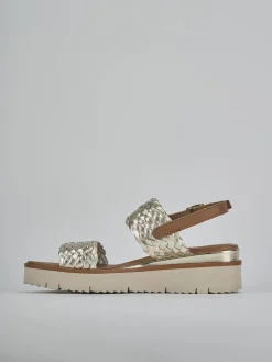 New Sandali zeppa tacco 3cm pelle Donna Sandali Zeppa