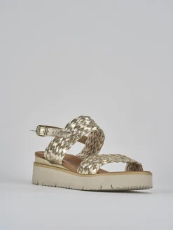 New Sandali zeppa tacco 3cm pelle Donna Sandali Zeppa