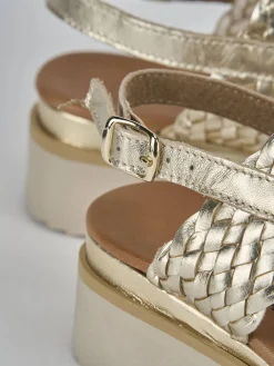 New Sandali zeppa tacco 3cm pelle Donna Sandali Zeppa