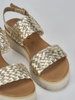 New Sandali zeppa tacco 3cm pelle Donna Sandali Zeppa