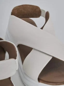 Sandali zeppa tacco 6cm pelle Donna Sandali Zeppa